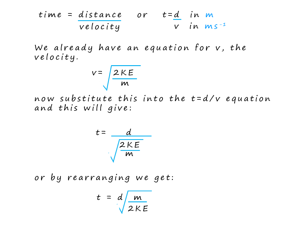 formula to calculate the time of flight of an ion in a TOF mass spectrometer